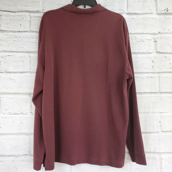 Tommy Bahama Mens Ribbed Maroon Long Sleeve Polo Modal Shirt XL - Picture 3 of 6